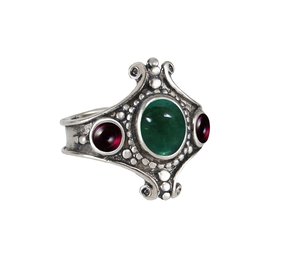Sterling Silver Imperial Ring With Fluorite And Garnet Size 11 Sterling Silver Imperial Ring With Fluorite And Garnet Size 11